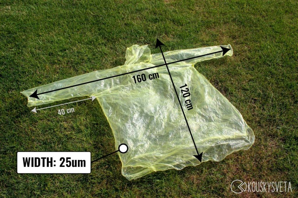 Compressed raincoat - dimensions